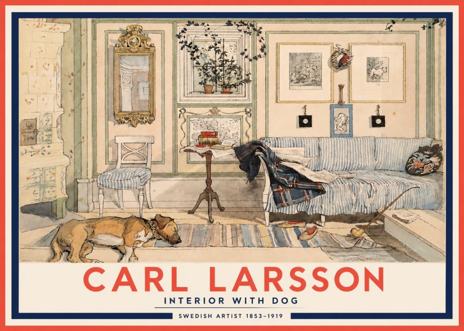 Carl Larsson Interior with Dog No3 - Affiche