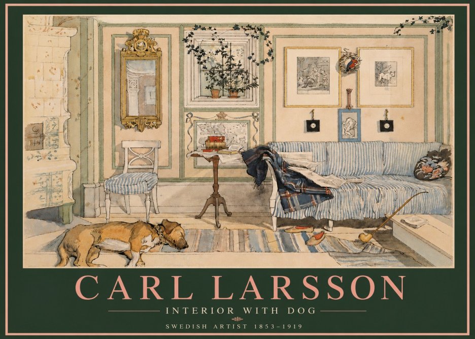Carl Larsson Interior with Dog No4 - Affiche