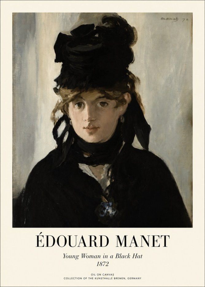 Édouard Manet Young Woman in a Black Hat I No1 - Affiche