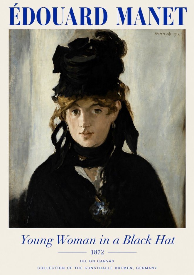 Édouard Manet Young Woman in a Black Hat I No4 - Affiche