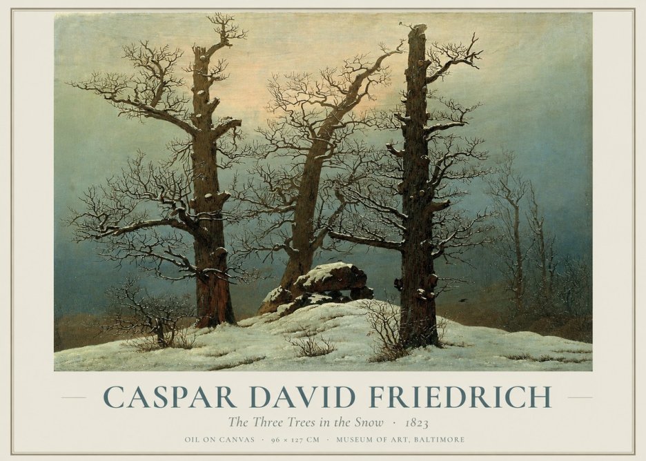 Caspar David Friedrich The Three Trees in the Snow No1 - Affiche