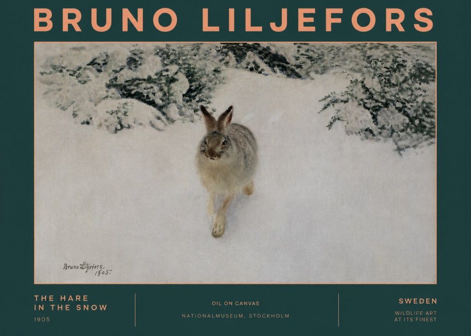 Bruno Liljefors The Hare in the Snow No2 - Affiche