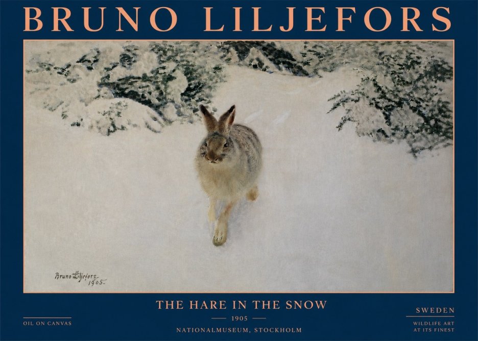 Bruno Liljefors The Hare in the Snow No4 - Affiche