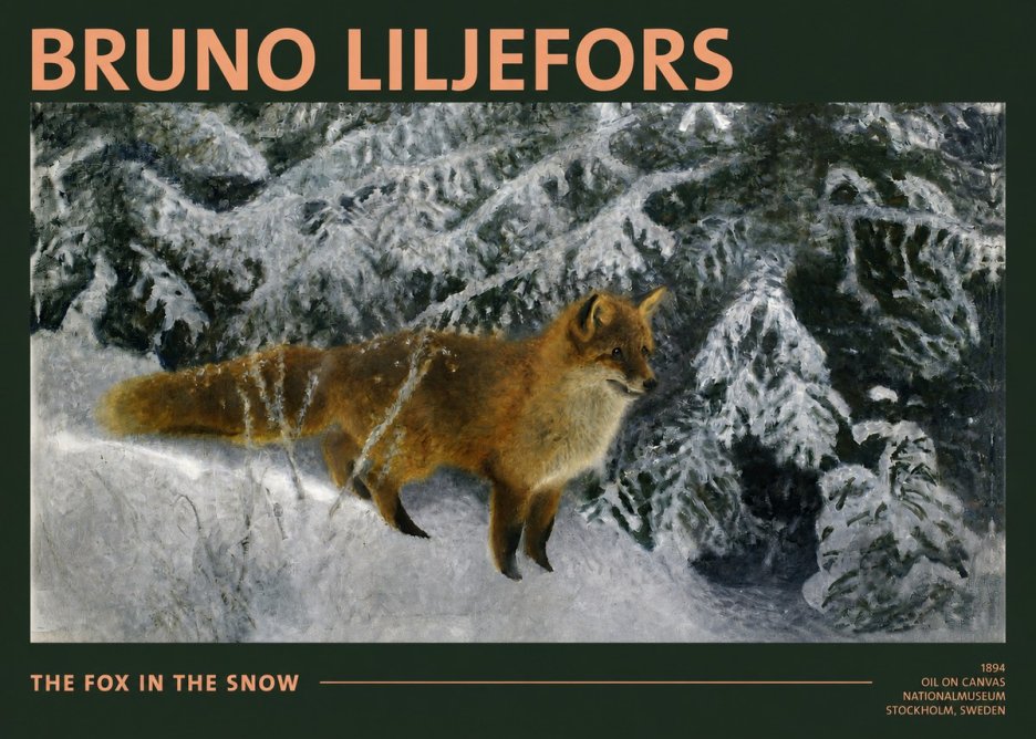Bruno Liljefors The Fox in the Snow No2 - Affiche