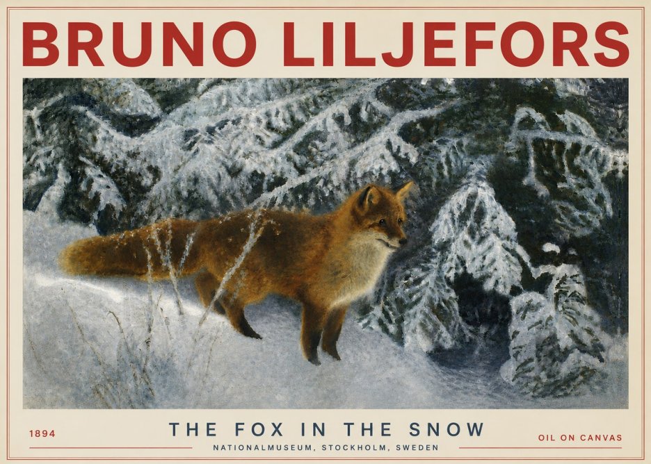 Bruno Liljefors The Fox in the Snow No4 - Affiche