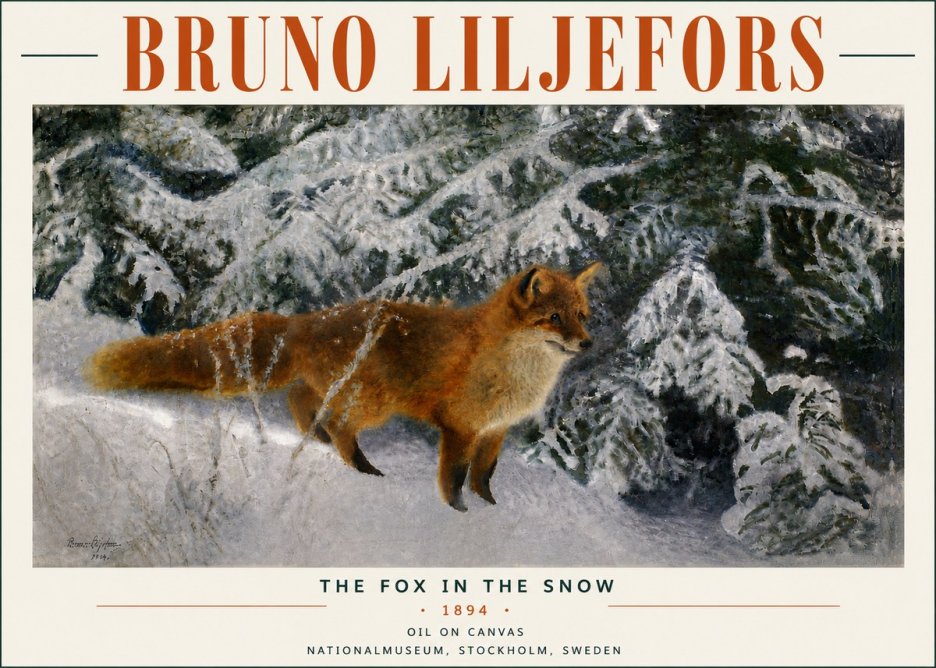Bruno Liljefors The Fox in the Snow No6 - Affiche