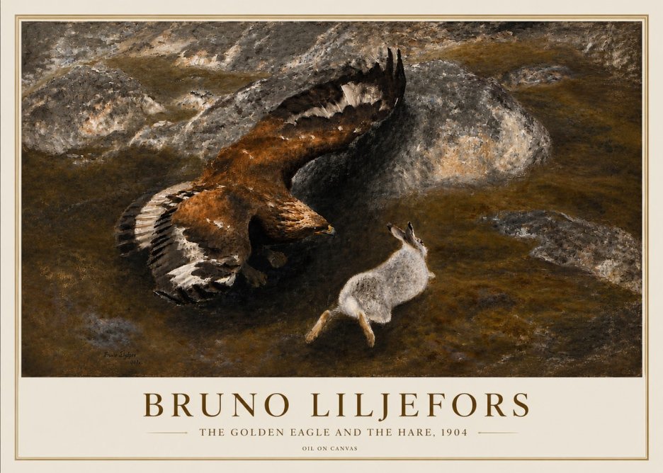 Bruno Liljefors The Golden Eagle and the Hare, 1904 No3 - Affiche