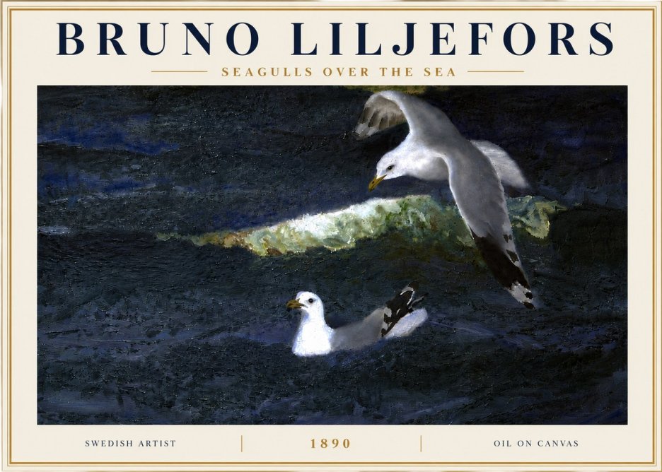 Bruno Liljefors Seagulls over the Sea No6 - Affiche