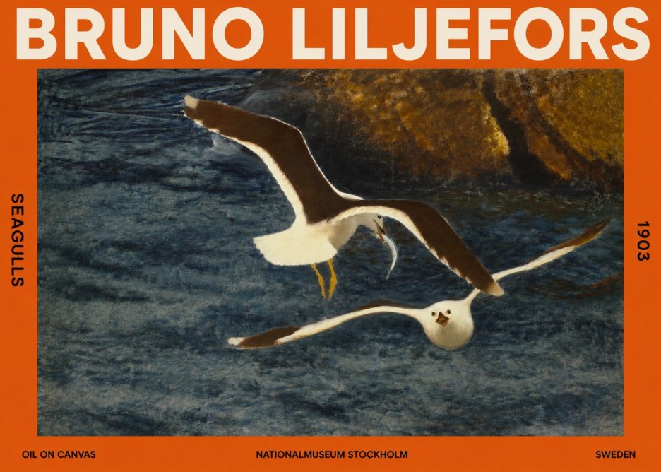 Bruno Liljefors Seagulls No2 - Affiche