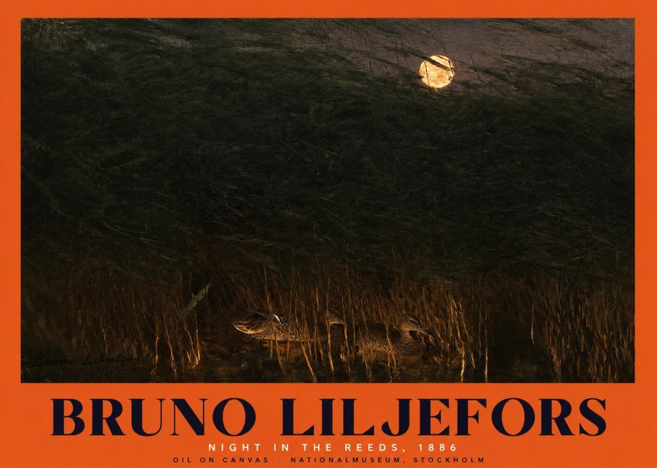 Bruno Liljefors Night in the Reeds No2 - Affiche