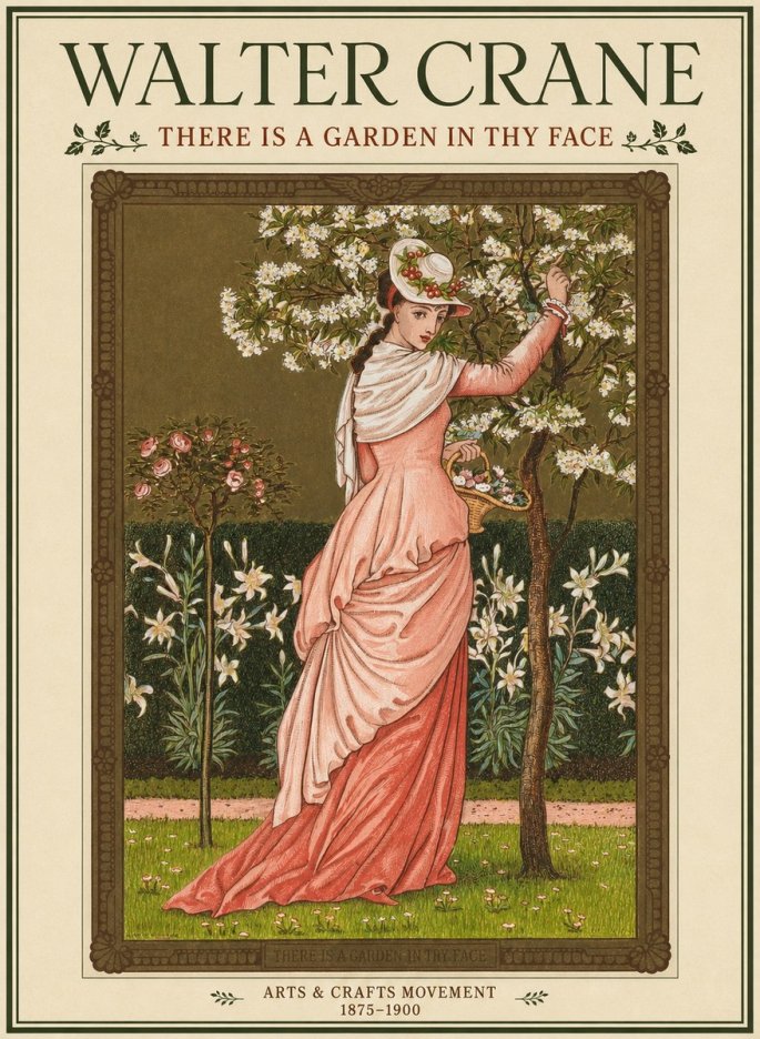Walter Crane There Is a Garden in Thy Face I No1 - Affiche