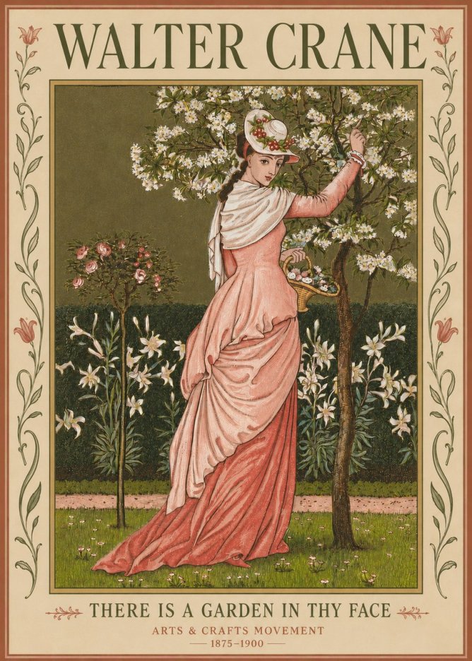 Walter Crane There Is a Garden in Thy Face I No3 - Affiche