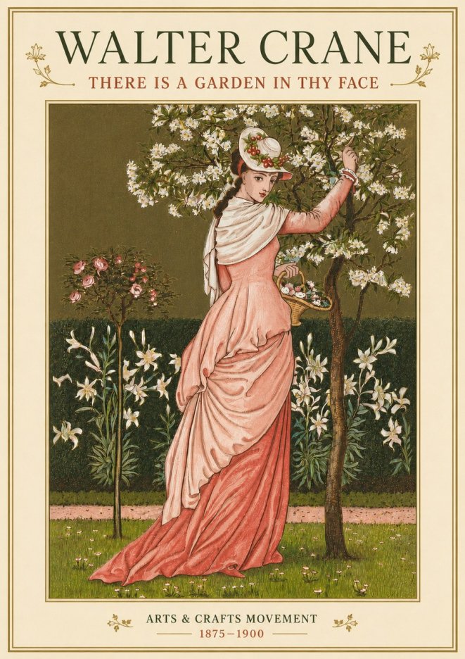 Walter Crane There Is a Garden in Thy Face I No4 - Affiche