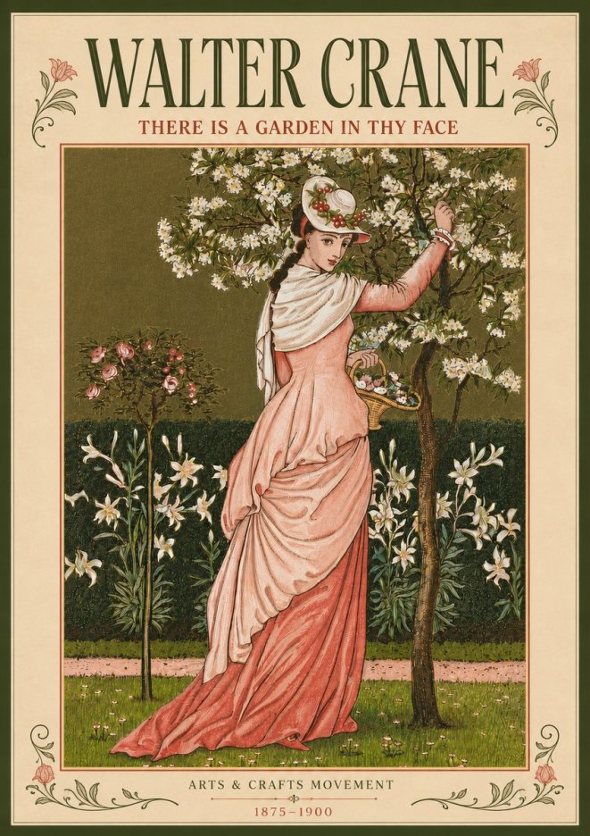 Walter Crane There Is a Garden in Thy Face I No5 - Affiche