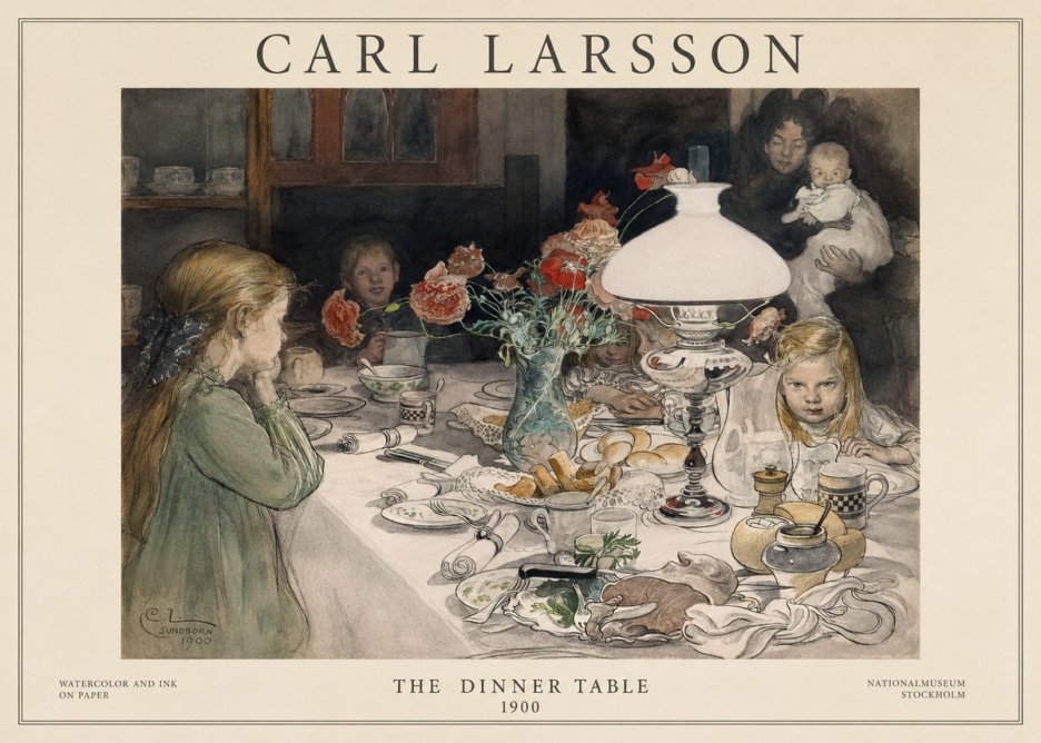 Carl Larsson The Dinner Table No1 - Affiche