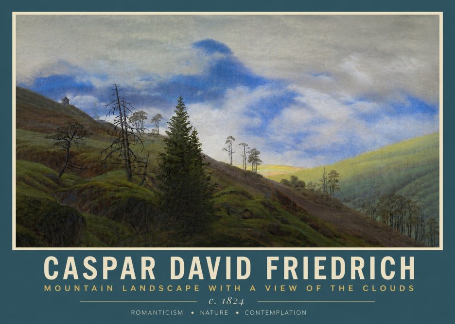 Caspar David Friedrich Mountain Landscape with a View of the Clouds No3 - Affiche