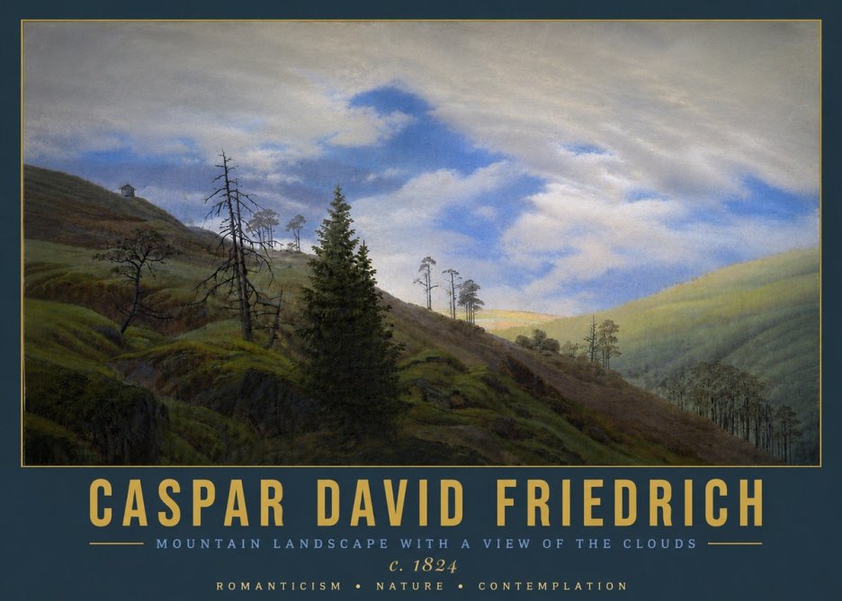 Caspar David Friedrich Mountain Landscape with a View of the Clouds No5 - Affiche
