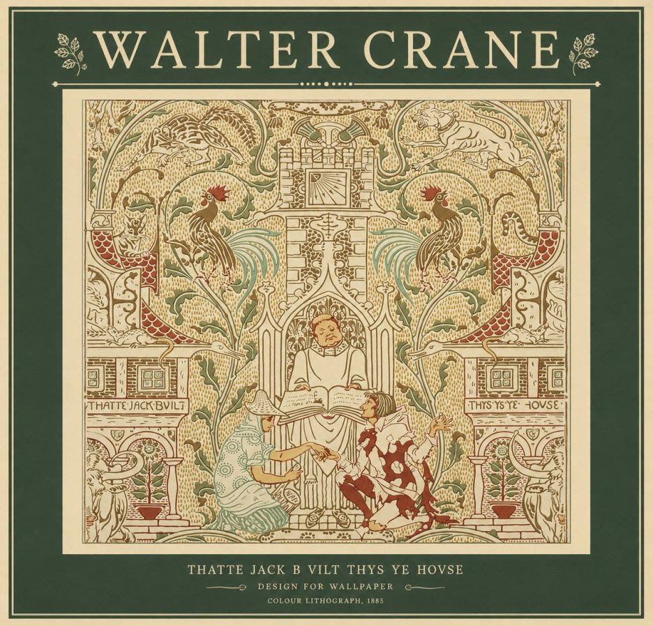 Walter Crane Design for "Thatte Jack B Vilt Thys Ye Hovse" No2 - Affiche