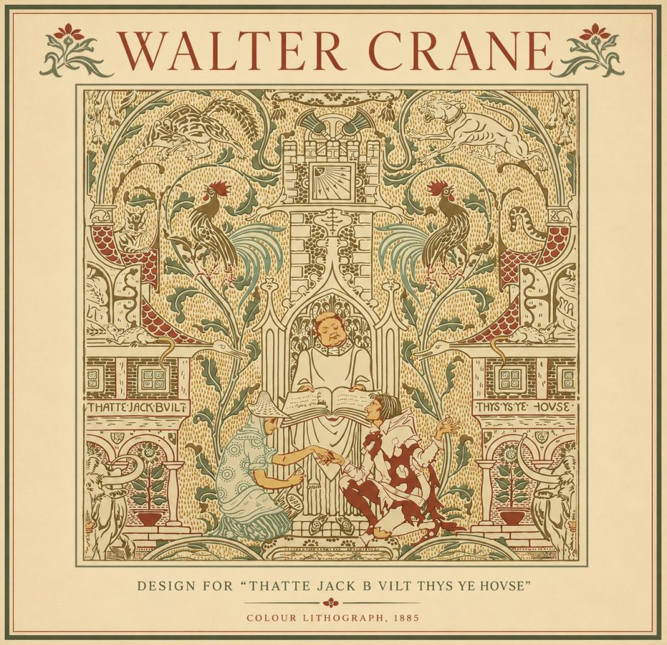 Walter Crane Design for "Thatte Jack B Vilt Thys Ye Hovse" No4 - Affiche