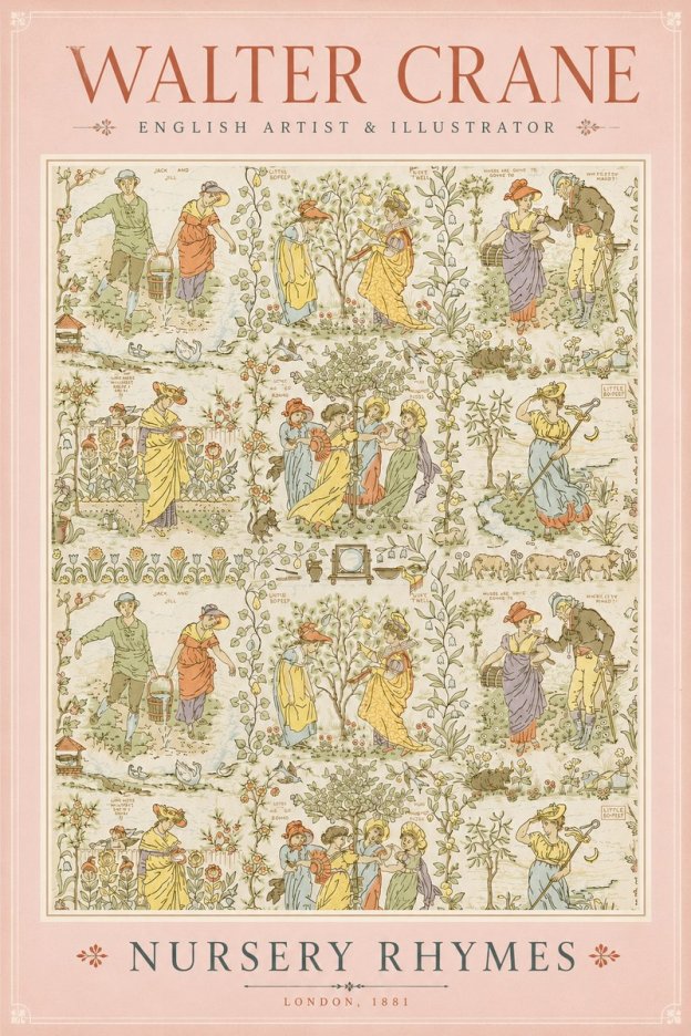 Walter Crane Nursery Rhymes No2 - Affiche