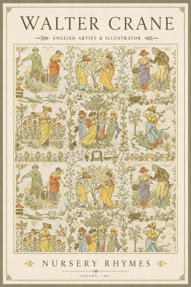 Walter Crane Nursery Rhymes No3 - Affiche