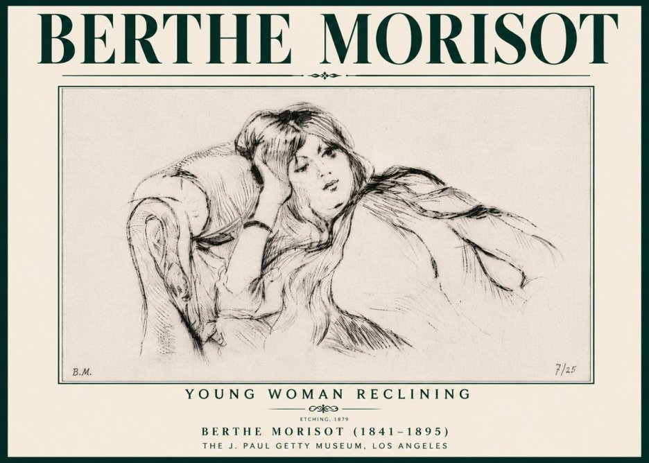 Berthe Morisot Young Woman Reclining I No6 - Affiche