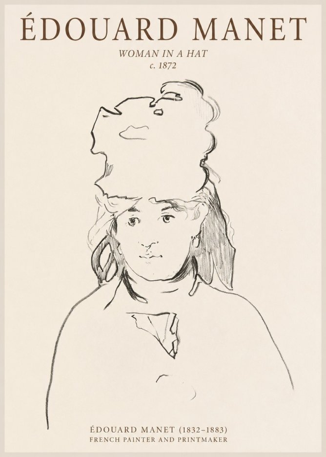 Édouard Manet Woman in a Hat No1 - Affiche