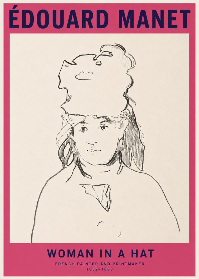 Édouard Manet Woman in a Hat No2 - Affiche