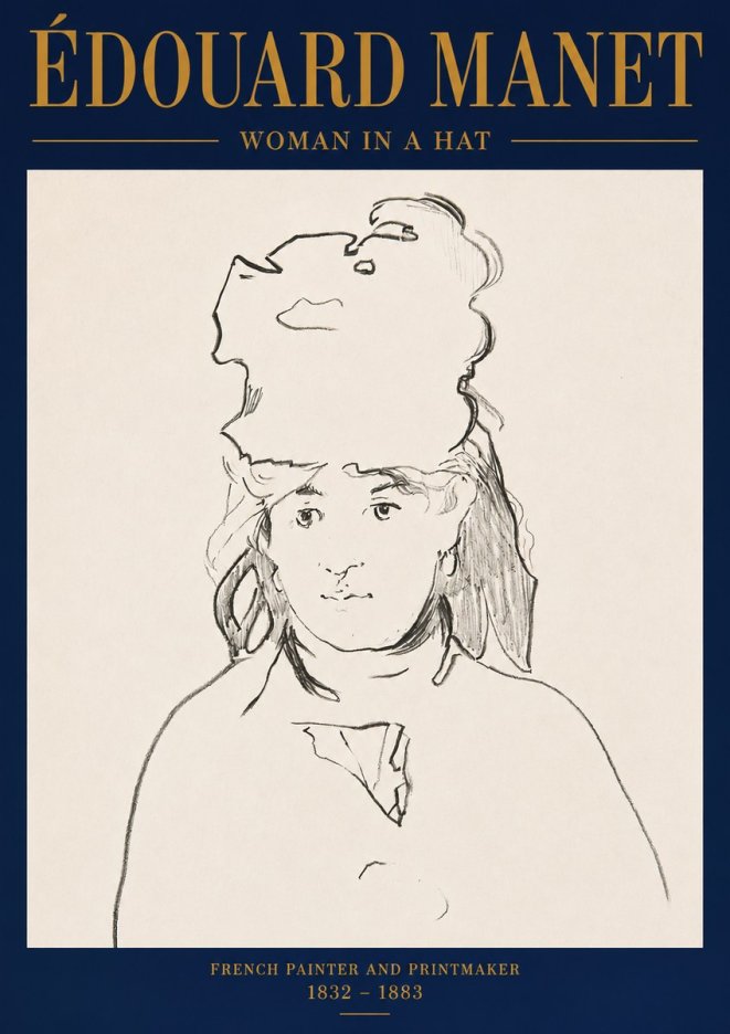 Édouard Manet Woman in a Hat No3 - Affiche