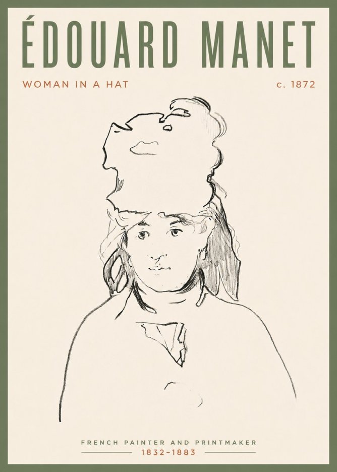Édouard Manet Woman in a Hat No4 - Affiche