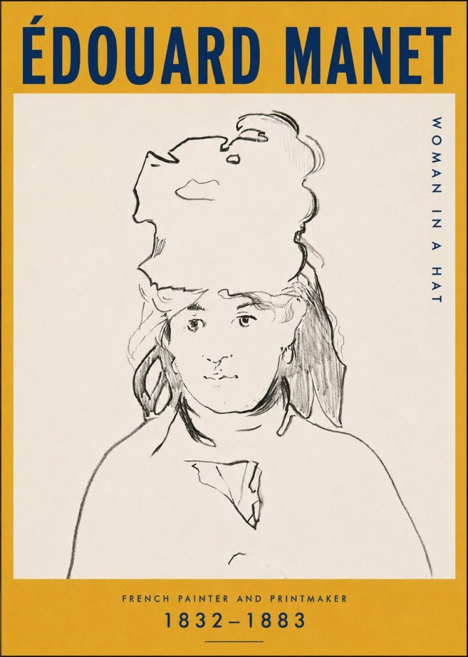 Édouard Manet Woman in a Hat No5 - Affiche