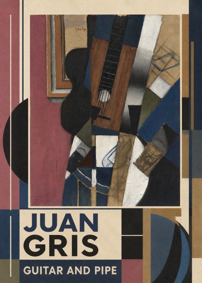 Juan Gris Guitar and Pipe I No5 - Affiche