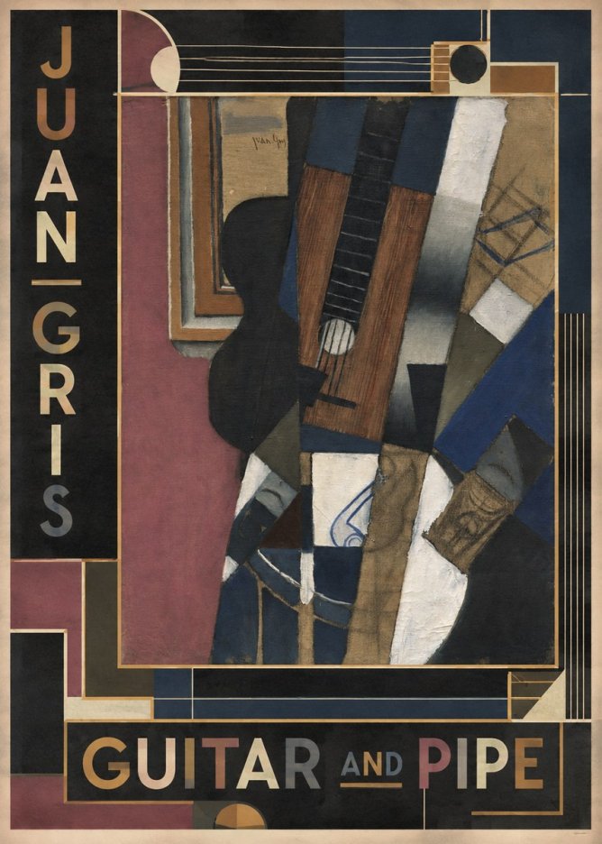 Juan Gris Guitar and Pipe I No6 - Affiche