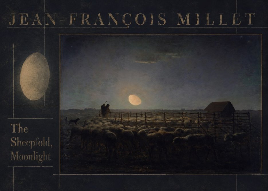 Jean-François Millet The Sheepfold, Moonlight No6 - Affiche