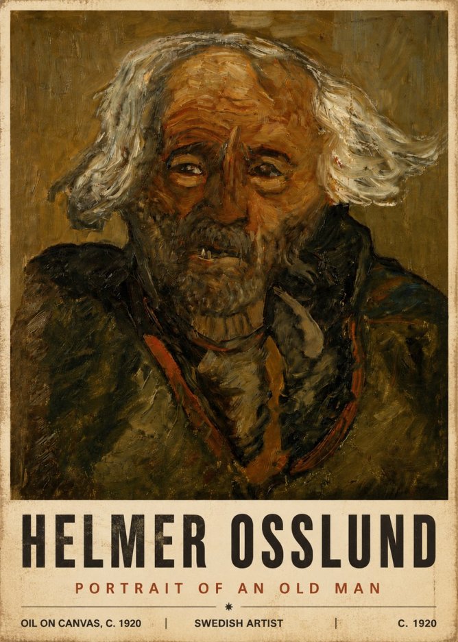 Helmer Osslund Portrait of an Old Man No6 - Affiche