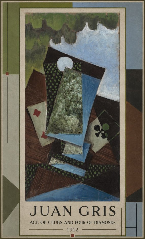 Juan Gris Ace of Clubs and Four of Diamonds No1 - Affiche