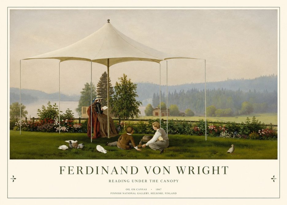 Ferdinand von Wright Reading Under the Canopy No1 - Affiche