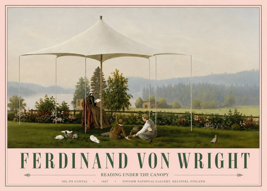 Ferdinand von Wright Reading Under the Canopy No6 - Affiche