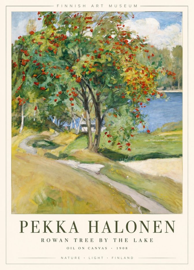 Pekka Halonen Rowan Tree by the Lake No1 - Affiche