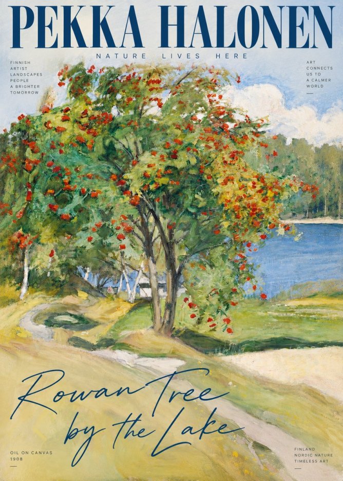 Pekka Halonen Rowan Tree by the Lake No3 - Affiche