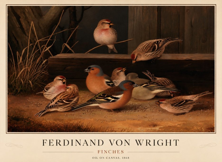 Ferdinand von Wright Finches No1 - Affiche
