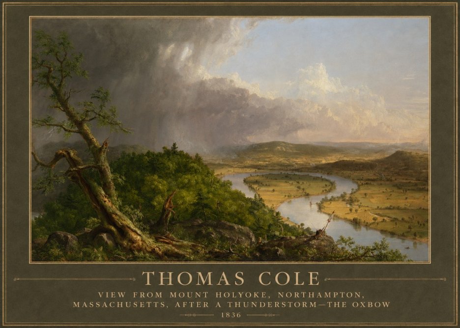 Thomas Cole View from Mount Holyoke, Northampton, Massachusetts, After a Thunderstorm—the Oxbow II No5 - Affiche