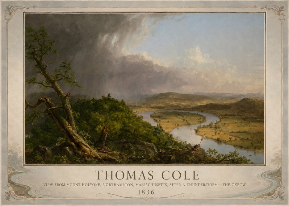 Thomas Cole View from Mount Holyoke, Northampton, Massachusetts, After a Thunderstorm—the Oxbow II No6 - Affiche