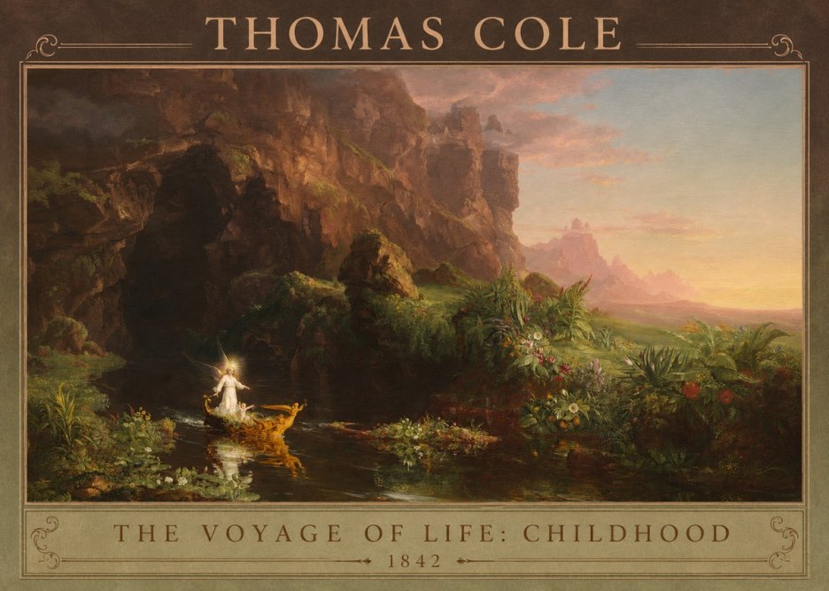 Thomas Cole The Voyage of Life: Childhood III No1 - Affiche