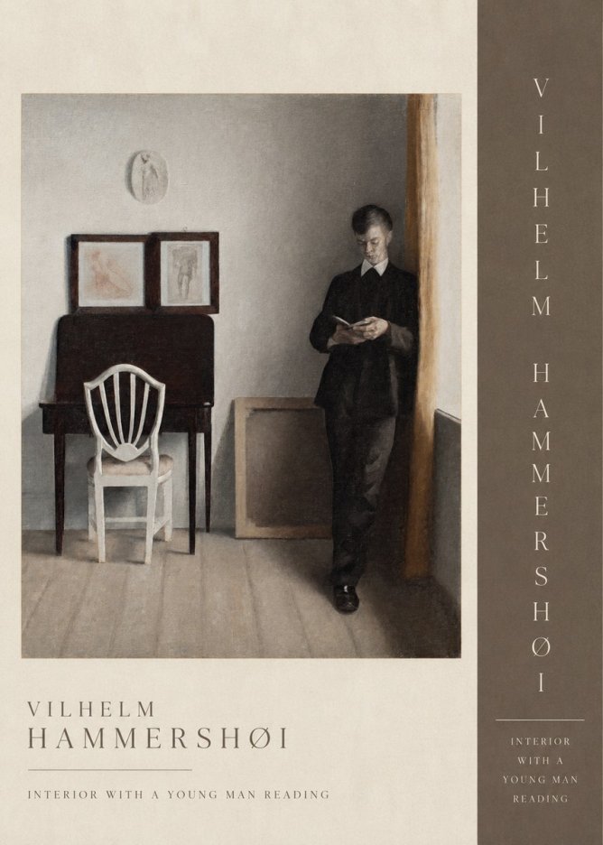 Vilhelm Hammershøi Interior with a Young Man Reading No2 - Affiche