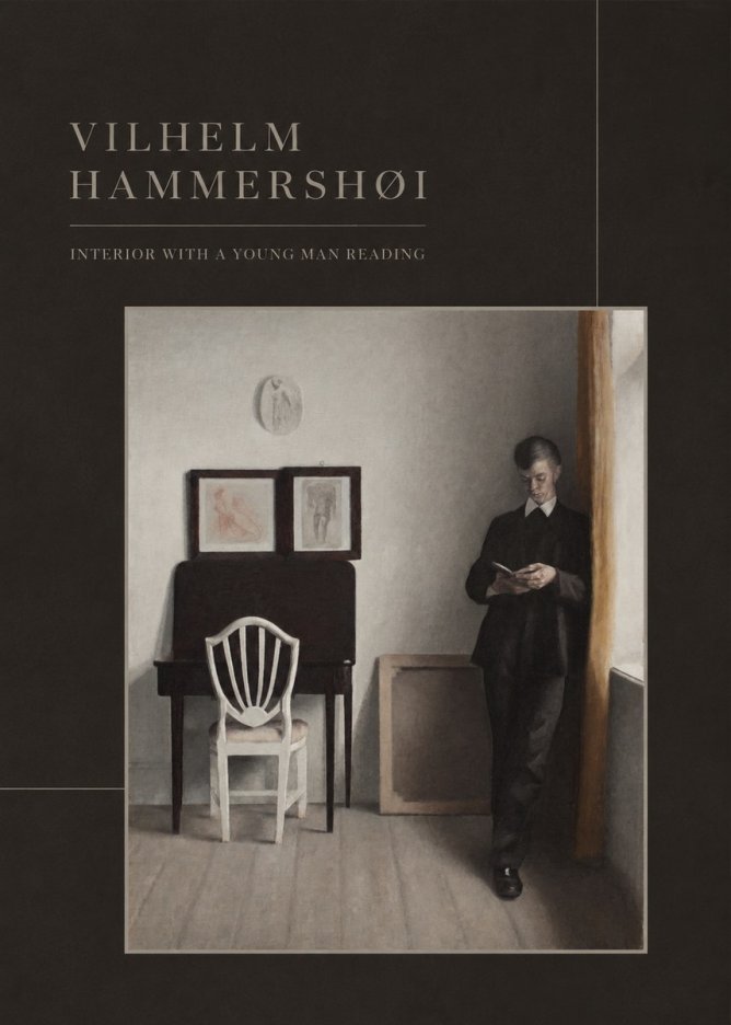 Vilhelm Hammershøi Interior with a Young Man Reading No3 - Affiche