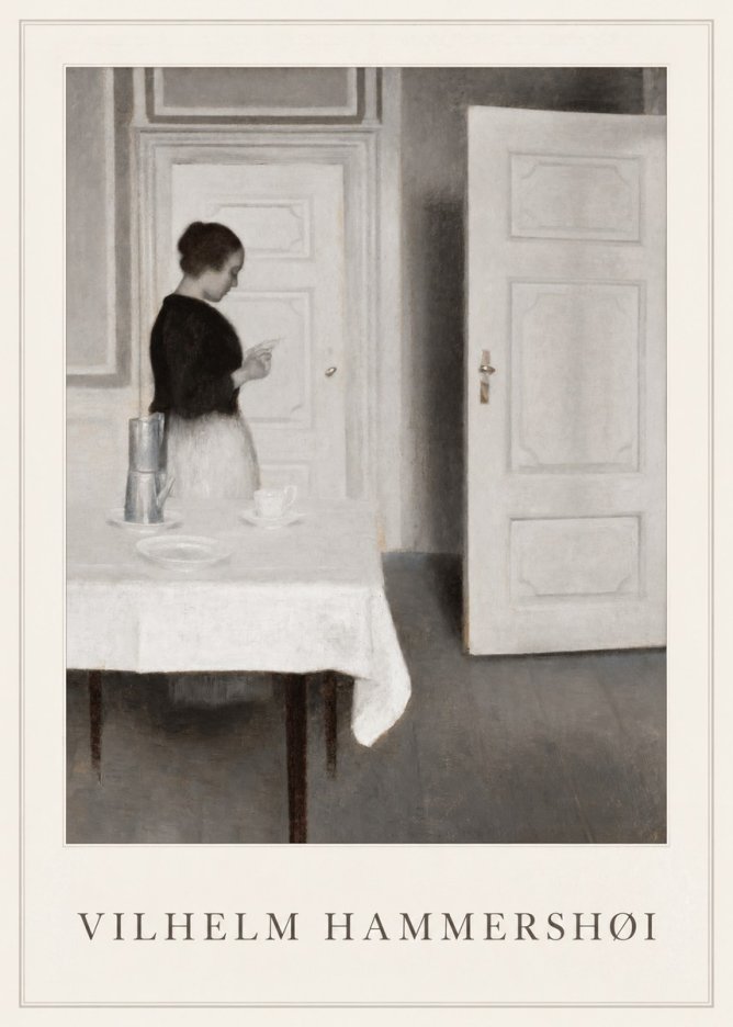 Vilhelm Hammershøi Interior with a Woman Reading a Letter No1 - Affiche
