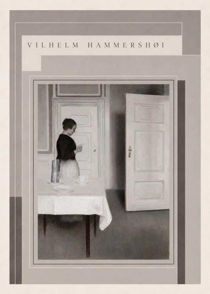 Vilhelm Hammershøi Interior with a Woman Reading a Letter No3 - Affiche