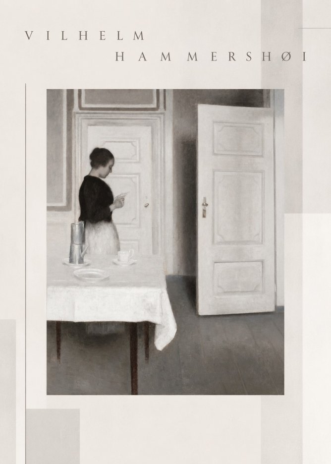 Vilhelm Hammershøi Interior with a Woman Reading a Letter No6 - Affiche