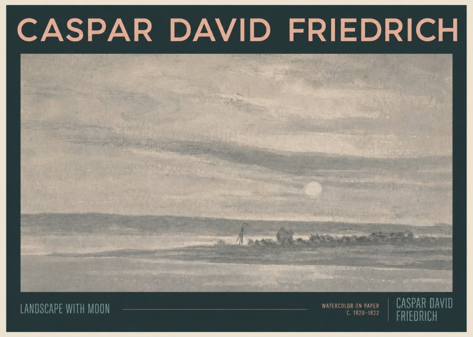 Caspar David Friedrich Landscape with Moon No2 - Affiche